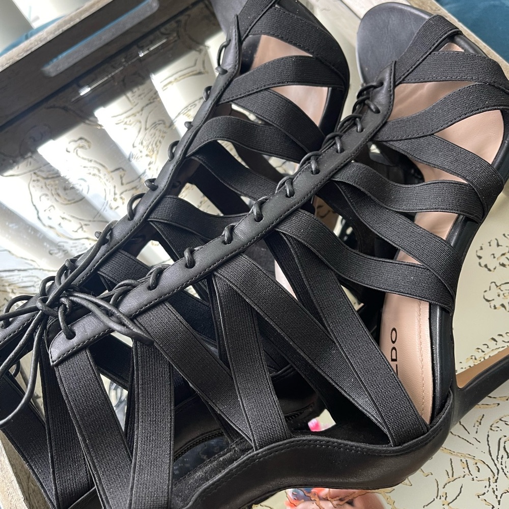 Aldo Black Strappy Heels for Women - Picture 3 of 9
